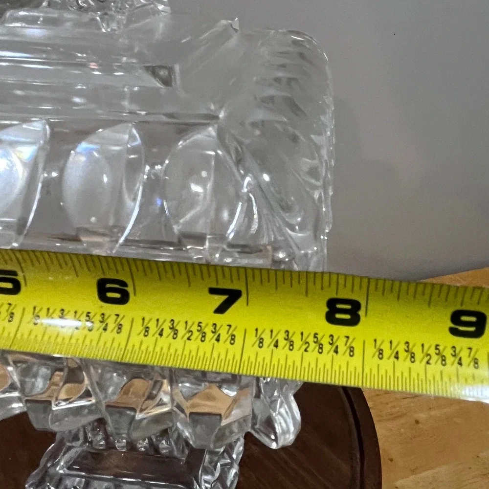 Vtg Adams & Co 1890s EAPG Crystal Wedding Box Victorian Clear Glass Lid Pedestal
